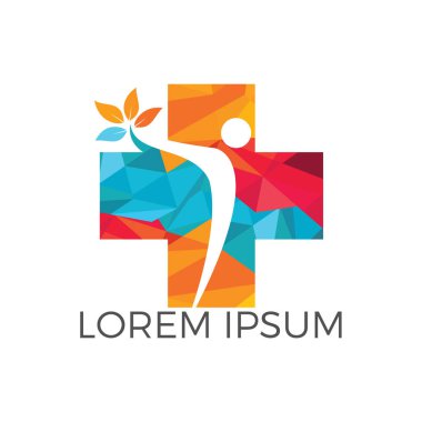 Soyut tıbbi vektör logosu tasarımı. Çapraz sağlık sembolünün illüstrasyon tasarımı.