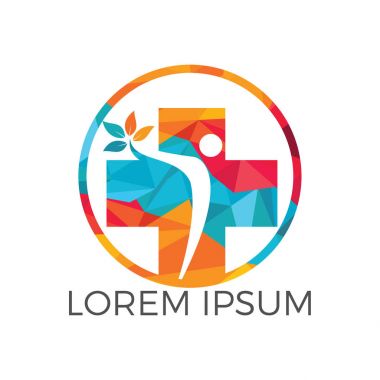 Soyut tıbbi vektör logosu tasarımı. Çapraz sağlık sembolünün illüstrasyon tasarımı.