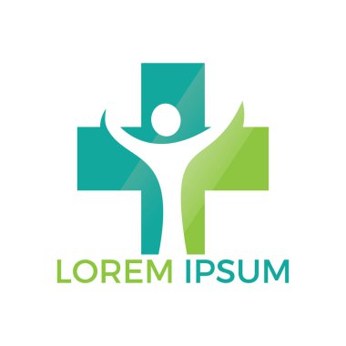 Soyut tıbbi vektör logosu tasarımı. Çapraz sağlık sembolünün illüstrasyon tasarımı.