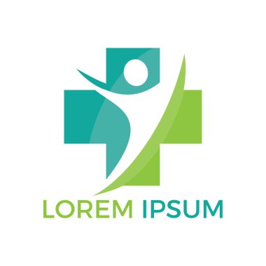 Soyut tıbbi vektör logosu tasarımı. Çapraz sağlık sembolünün illüstrasyon tasarımı.