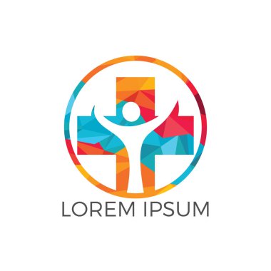 Soyut tıbbi vektör logosu tasarımı. Çapraz sağlık sembolünün illüstrasyon tasarımı.