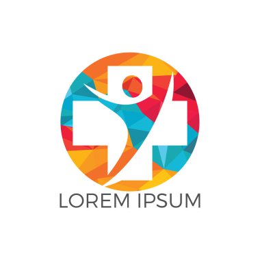 Soyut tıbbi vektör logosu tasarımı. Çapraz sağlık sembolünün illüstrasyon tasarımı.