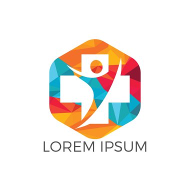 Soyut tıbbi vektör logosu tasarımı. Çapraz sağlık sembolünün illüstrasyon tasarımı.