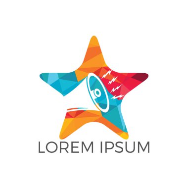 Megafon logo tasarımı. Gürültülü ortam şekil logo simge yıldız. Logo simge tasarım kadar konuşmak.