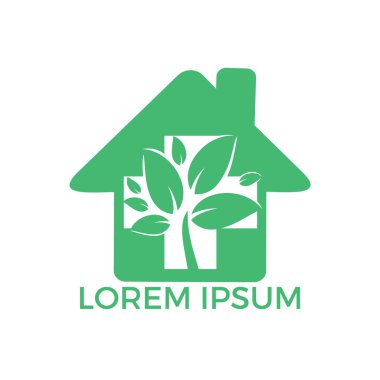 Vektör logo kavramı çizim tıbbi çapraz ve yeşil yapraklar. Doğal sağlık logosu, doğal tedavi Logo. Sağlık Merkezi simgesi simgesi.