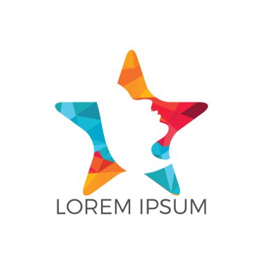Spa ve salon logo tasarımı. Güzellik kadını yıldız şekli vektör simgesi. Kozmetik ve makyaj sanatçısı sembolü, Güzellik Salonu salonu logolar illüstrasyon.