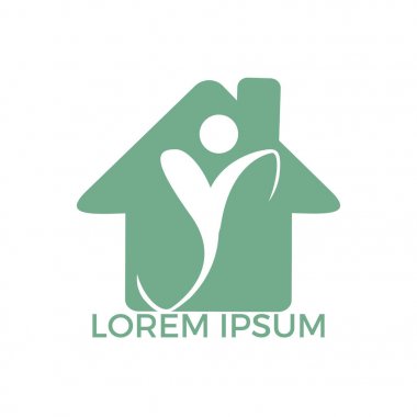 İnsan sağlık logo tasarımı. Sağlık ev şekli vektör logo konsept illüstrasyon. Klinik ve hastane, Tıp Merkezi, doktor için logo tasarım şablonu.