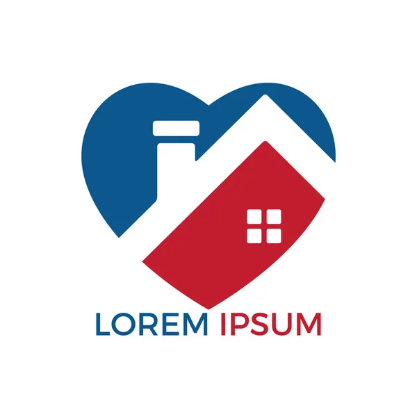 Tatlı ev logo tasarımı. Kalp ev şekil logo tasarımı ile. Aşk ev sembolü. Aile, Emlak ve gayrimenkul vektör simgesi.