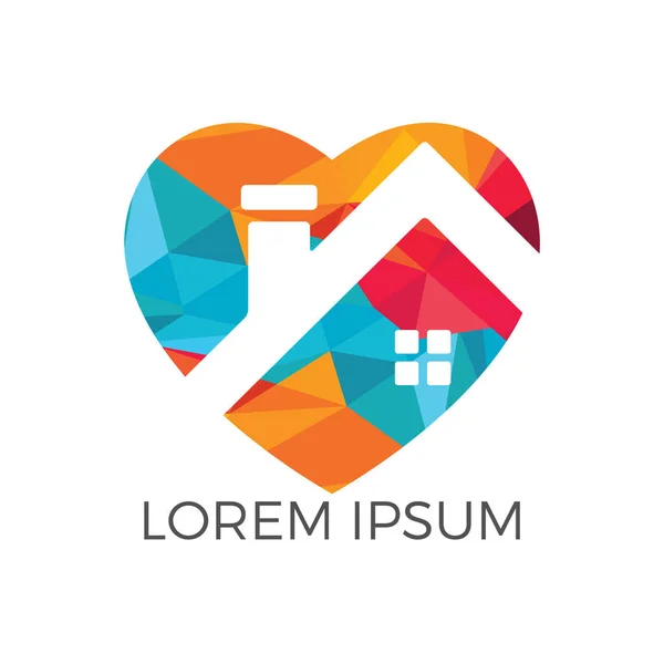 Tatlı ev logo tasarımı. Kalp ev şekil logo tasarımı ile. Aşk ev sembolü. Aile, Emlak ve gayrimenkul vektör simgesi.