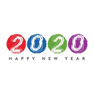 Renkli 2020 yazı tipi tasarımı. Beyaz Arkaplanda Renkli 2020 Numaralı Mutlu Yeni Yıl Afişleri.