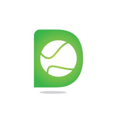 D harfi tenis vektör logosu tasarımı. Spor takımınız veya kurumsal kimliğiniz için vektör tasarım şablonu ögeleri.