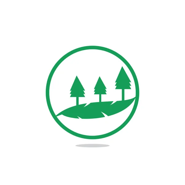 Логотип Дерева Форме Круга Природный Ландшафт — стоковый вектор