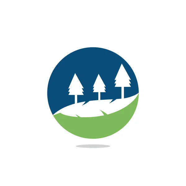 Logo Del Árbol Forma Círculo Naturaleza Paisaje Logo Diseño — Vector de stock