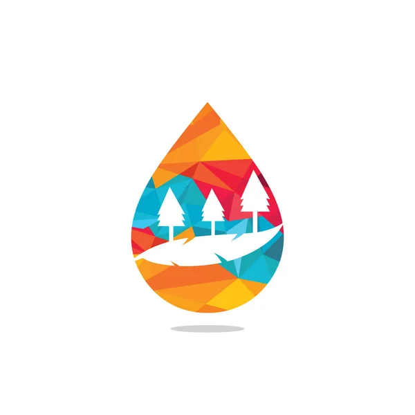 Logotipo Diseño Agua Caída Paisaje Señal Agua Natural Etiqueta Ecológica — Vector de stock