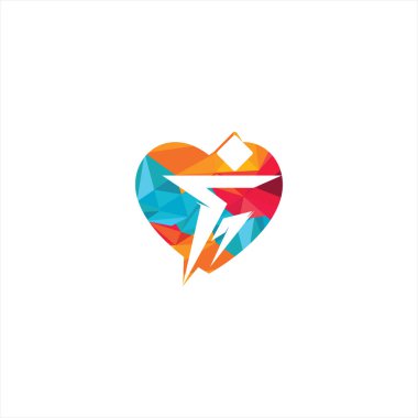 Fitness erkek logosu tasarımına bayılır. Kalp şeklinde logosu olan koşucu adam.