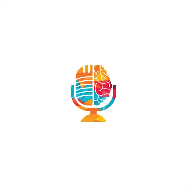 Beyin podcast logosu tasarımı. Eğlence sektörü logo şablonu çizimi yayınla.