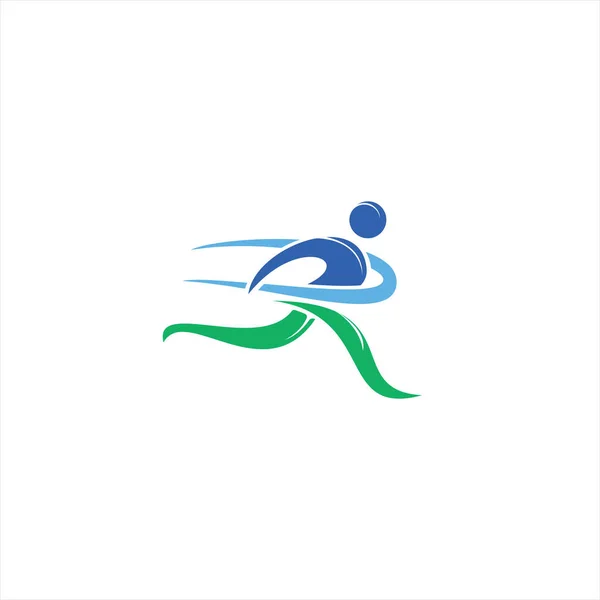 Running Man Finish Ribbon Logo Design Marathon Logo Template Running — Stock Vector