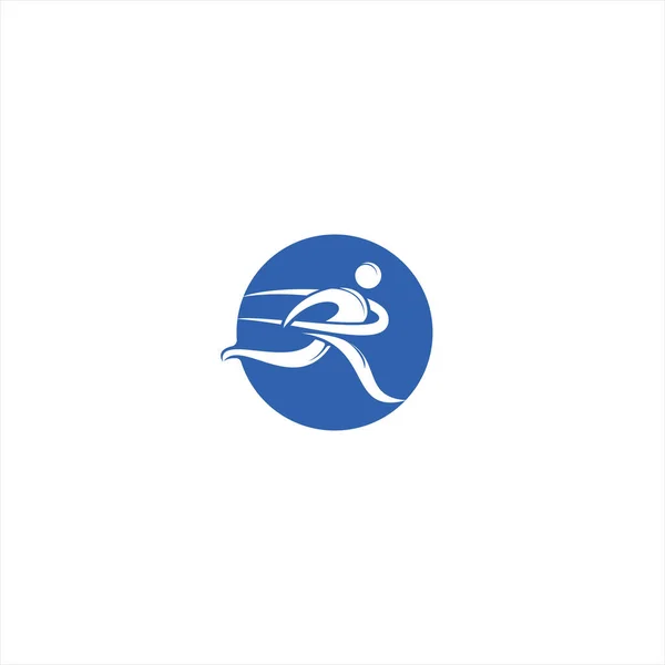 Homme Cours Exécution Avec Finition Ruban Logo Design Modèle Logo — Image vectorielle