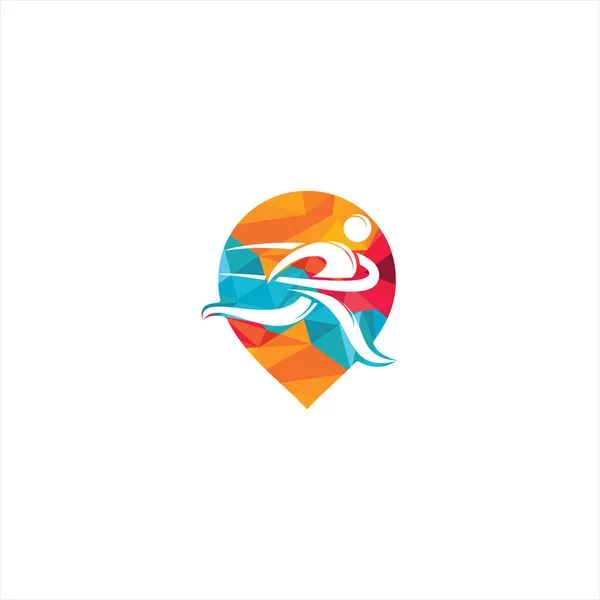 Logo Vector Design 이름의 지도핀 모양을 스포츠 — 스톡 벡터