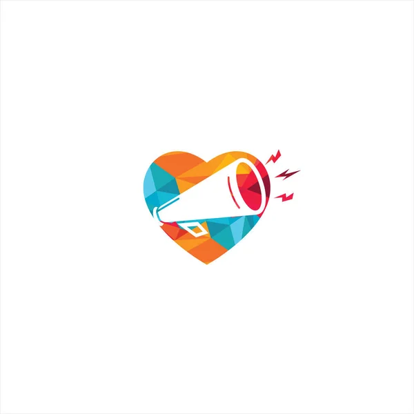 Projeto Logotipo Vetor Forma Coração Megafone Conceito Símbolo Criativo Para — Vetor de Stock