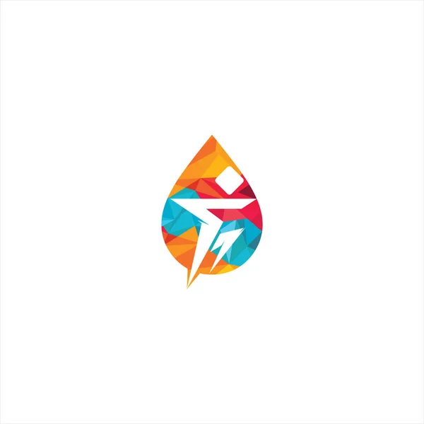 Man Fitness Mit Wassertropfenform Logo Design Runman Logo — Stockvektor