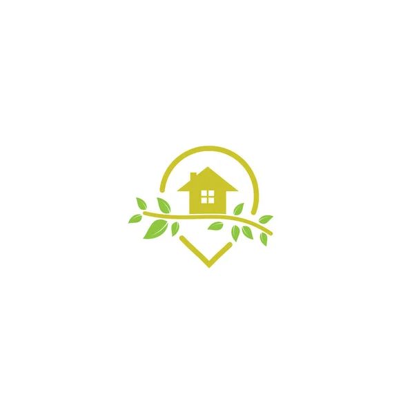 Arbre Maison Pointeur Vecteur Logo Design Eco Maison Gps Icône — Image vectorielle