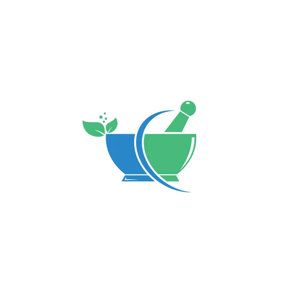 Design Logo Médical Pharmacie Logo Mortier Naturel Pilon — Image vectorielle