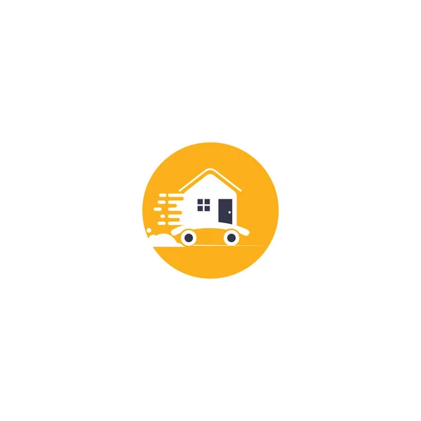 Haus Bewegt Firmenlogo Design Home Logo Mit Beweglichen Symbolen — Stockvektor