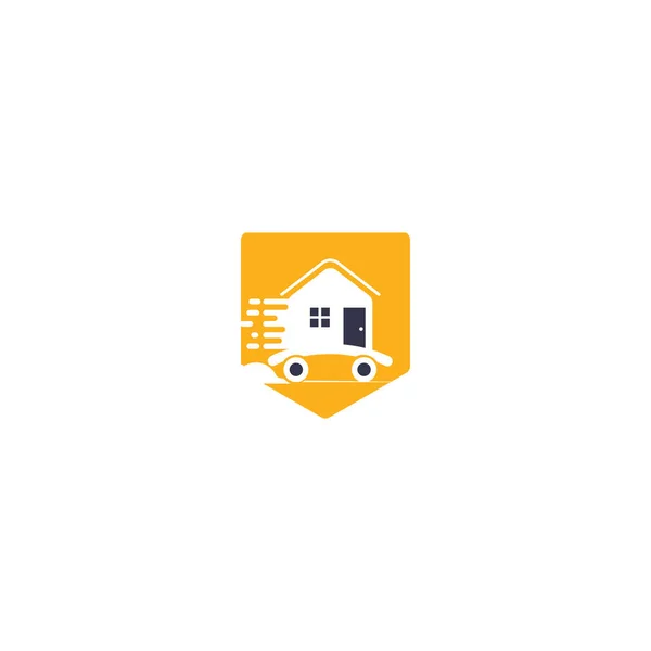 Haus Bewegt Firmenlogo Design Home Logo Mit Beweglichen Symbolen — Stockvektor