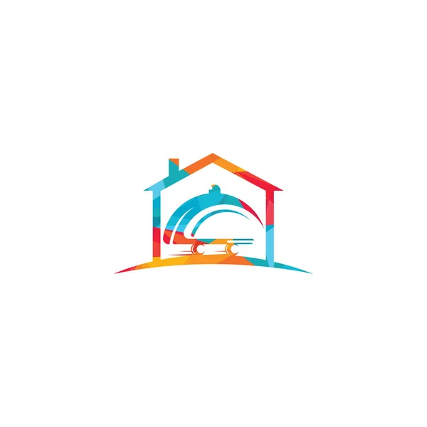 Дизайн Логотипу Доставки Їжі Додому Вивіска Служби Швидкої Доставки — стоковий вектор