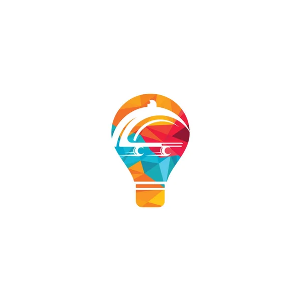 Light Bulb Food Levering Logo Ontwerp Snelle Levering Service Teken — Stockvector