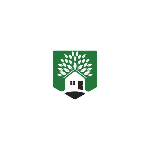 Tree House Logo Illustrativo Attività Legate Alla Cura Dell Ambiente — Vettoriale Stock