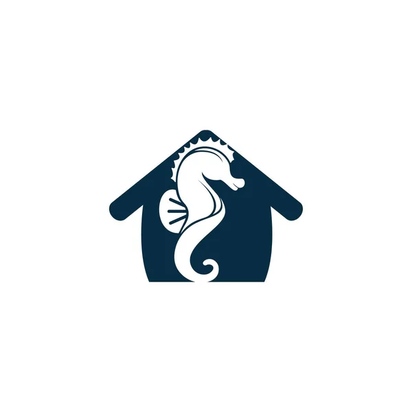 Mořský Koník Domácí Vektorové Logo Design — Stockový vektor