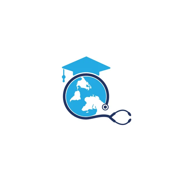 Yurt Dışında Vektör Logosu Tasarımı Çalış Yurtdışında Tıp Eğitimi Logosu — Stok Vektör