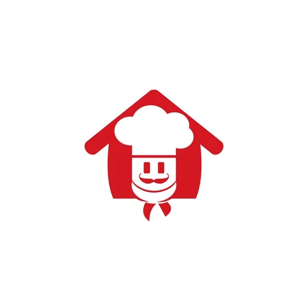 Home Chef Vetor Logotipo Design Conceito Logotipo Casa Alimentos — Vetor de Stock