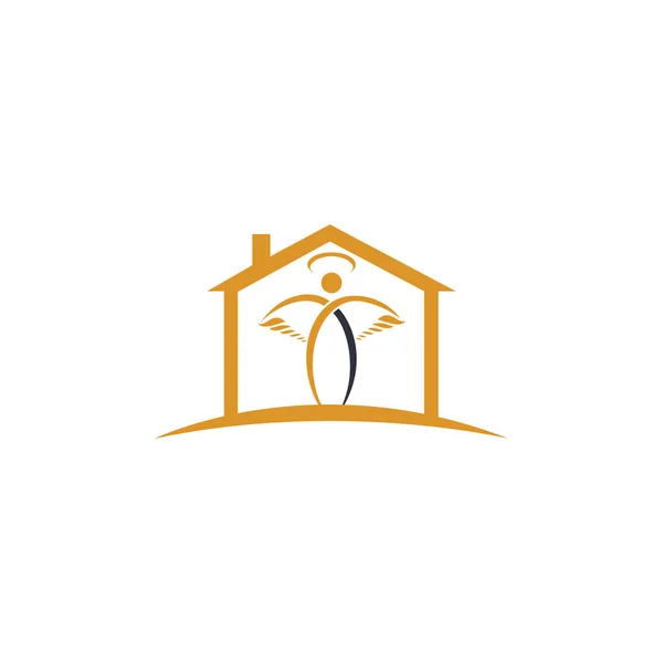 Σχεδιασμός Λογότυπου Angel House Δημιουργική Σύγχρονη Αφηρημένη Μύγα Σπίτι Άγγελο — Διανυσματικό Αρχείο