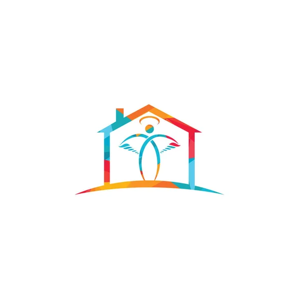 Projeto Logotipo Vetor Angel House Casa Abstrata Moderna Criativa Voar — Vetor de Stock