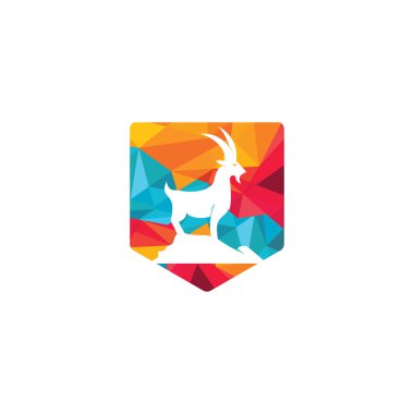 Keçi Basit Logosu Şablonu Tasarımı. Dağ keçisi vektör logosu tasarımı.