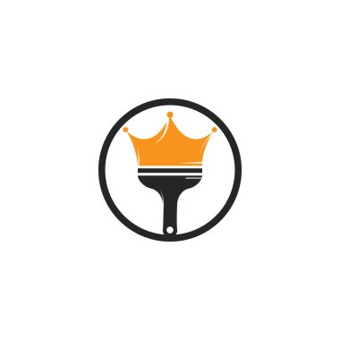 Kral boyası vektör logosu tasarımı. Taç ve boya fırçası simgesi.