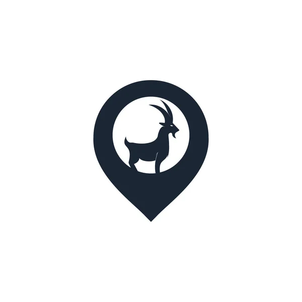 Goat Location Logo Template Vector Design Beard Goat Map Pointer — Stock Vector