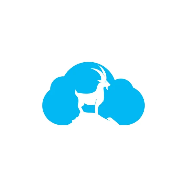 Goat Logo Template Vector Design Beard Goat Cloud Shape Logo — Stock Vector
