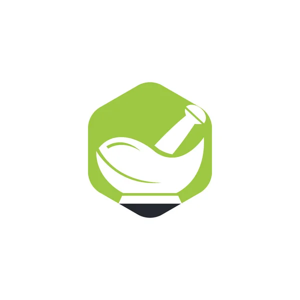 Design Logo Médical Pharmacie Logotype Mortier Pilon Naturel — Image vectorielle