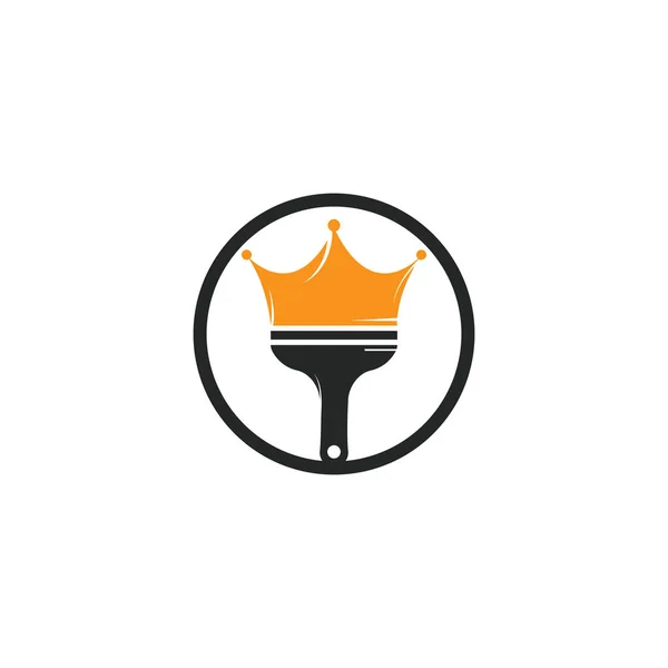 King Paint Vector Logo Ontwerp Kroon Verf Borstel Pictogram — Stockvector