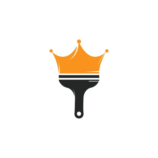 Diseño Del Logotipo Del Vector Pintura King Corona Pincel Icono — Archivo Imágenes Vectoriales