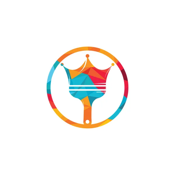 Σχεδιασμός Λογότυπου King Paint Vector Κορώνα Και Χρώμα Εικονίδιο Βούρτσα — Διανυσματικό Αρχείο