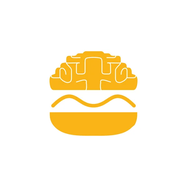 Burger Brain Vector Logo Design Mall Snabb Mat Café Logotyp — Stock vektor