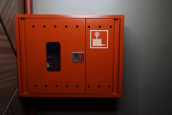 Fire fighting cabinet close-up.