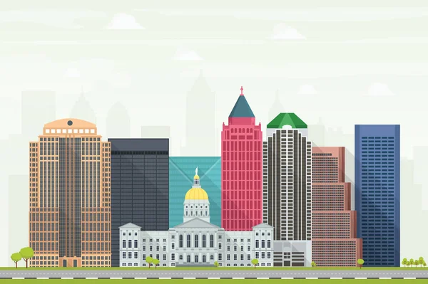 Atlanta Gruzie Městské Panorama Ilustrace — Stockový vektor