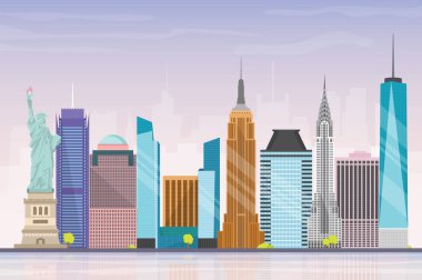 New York city şekil ikonik gökdelenler
