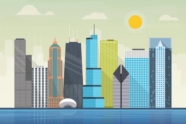 Chicago şehir şekil içinde belgili tanımlık geçmiş güneş ile